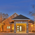 Outdoor office photo of the building at night 