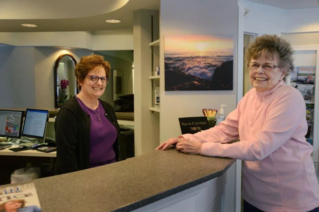 Front desk with 2 woman staff